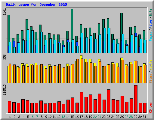 Daily usage for December 2025
