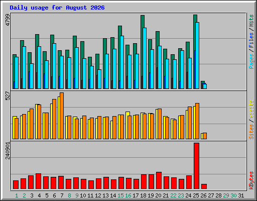Daily usage for August 2026